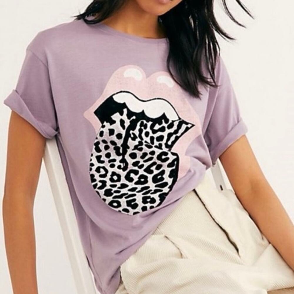 Free People x Daydreamer Stones Flocked Leopard Tongue Tee